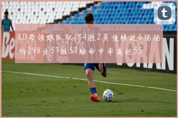 KD带领球队取得4胜2负佳绩近6场场均298分57板57助命中率高达55